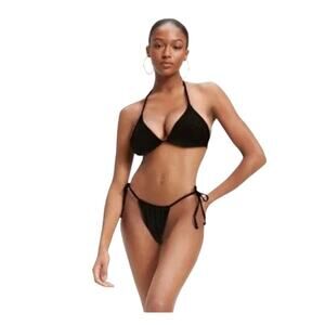 Good American Women Black Always Fit Tiny Ties Bikini Bottom Swim Size 2XL/3XL